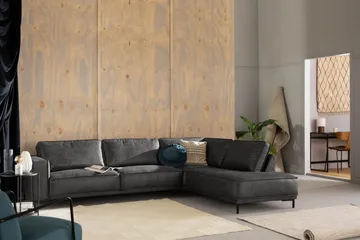 Akron 2,5-sits Soffa med Schäslong Höger Bondedläder - Mörkgrå - Products - Möbler - Soffa - Divansoffa & schäslongsoffa - 2 sits soffa med divan