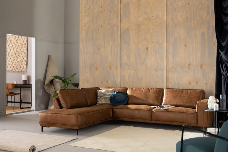 Akron 2,5-sits Soffa med Schäslong Vänster Bondedläder - Brun - Products - Möbler - Soffa - Divansoffa & schäslongsoffa - 2 sits soffa med divan