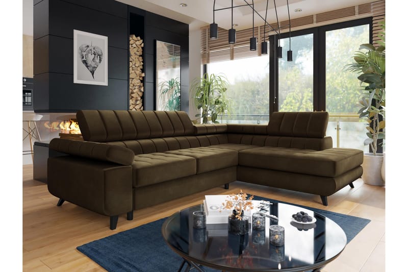 Amshyttan Soffa med Schäslong 3-sits - Brun - Products - Möbler - Soffa - Divansoffa & schäslongsoffa - 3 sits soffa med divan
