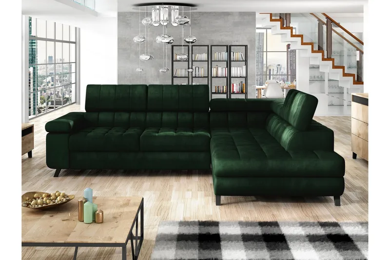 Amshyttan Soffa med Schäslong 3-sits - Grön - Products - Möbler - Soffa - Divansoffa & schäslongsoffa - 3 sits soffa med divan