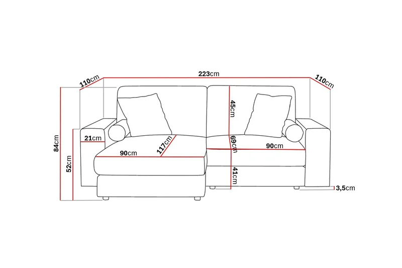 Arken Lyx 3-sits Vändbar L-formad Djup Divansoffa i Tyg - Beige - Products - Möbler - Soffa - Divansoffa & schäslongsoffa - 3 sits soffa med divan