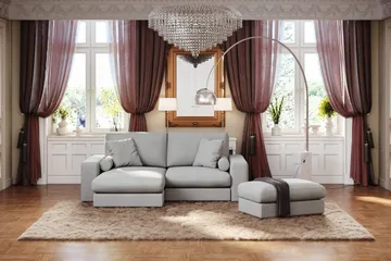 Arken Lyx 3-sits Vändbar L-formad Djup Divansoffa i Tyg - Ljusgrå - Products - Möbler - Soffa - Divansoffa & schäslongsoffa - 3 sits soffa med divan