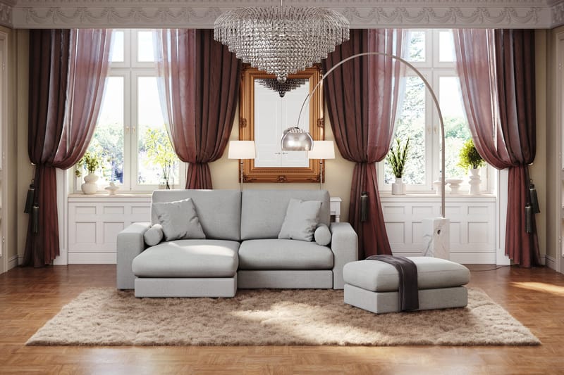 Arken Lyx 3-sits Vändbar L-formad Djup Divansoffa i Tyg - Ljusgrå - Products - Möbler - Soffa - Divansoffa & schäslongsoffa - 3 sits soffa med divan