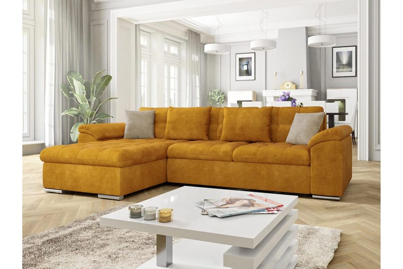 Camior Soffa med Divan 3-sits - Gul/Beige - Products - Möbler - Soffa - Divansoffa & schäslongsoffa - 3 sits soffa med divan