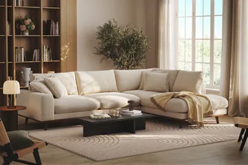 Copenhagen Premium 4-sits Högervänd L-formad Djup Schäslongsoffa i Chenille - Ljusbeige - Products - Möbler - Soffa - Divansoffa & schäslongsoffa - 4 sits soffa med divan