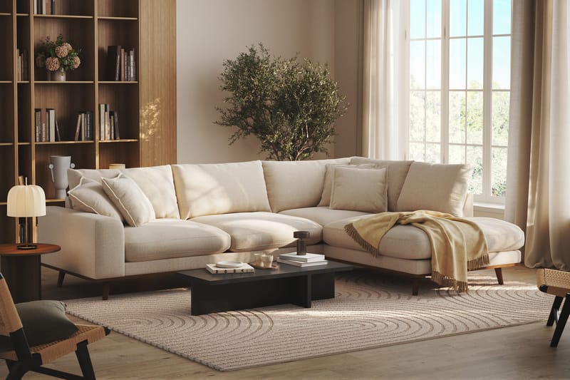 Copenhagen Premium 4-sits Högervänd L-formad Djup Schäslongsoffa i Chenille - Ljusbeige - Products - Möbler - Soffa - Divansoffa & schäslongsoffa - 4 sits soffa med divan