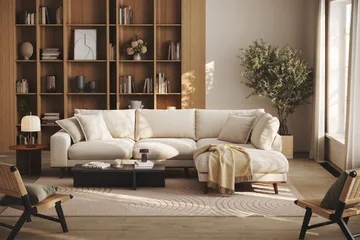 Copenhagen Premium 4-sits Högervänd L-formad Djup Schäslongsoffa i Chenille - Ljusbeige - Products - Möbler - Soffa - Divansoffa & schäslongsoffa - 4 sits soffa med divan
