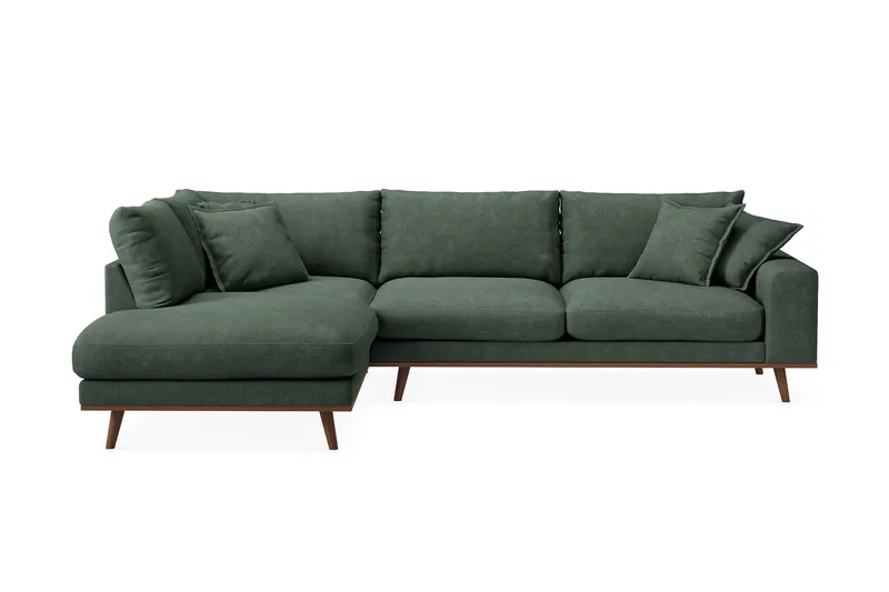 Copenhagen Premium 4-sits Vänstervänd L-formad Djup Schäslongsoffa i Tyg - Grön - Products - Möbler - Soffa - Divansoffa & schäslongsoffa - 4 sits soffa med divan