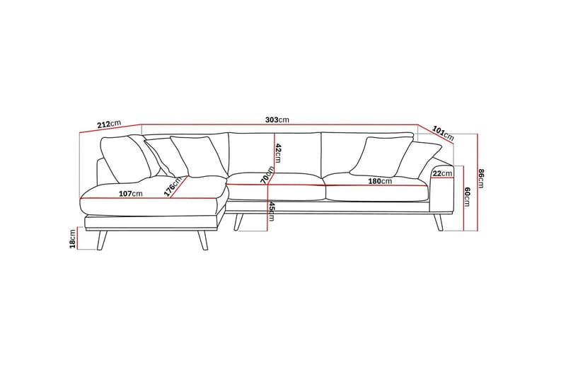 Copenhagen Premium 4-sits Vänstervänd L-formad Djup Schäslongsoffa i Tyg - Beige - Products - Möbler - Soffa - Divansoffa & schäslongsoffa - 4 sits soffa med divan