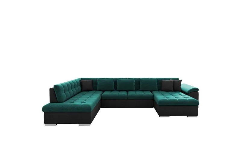 Dynir Soffa med Divan och Schäslong 4-sits - Svart/Grön - Products - Möbler - Soffa - Divansoffa & schäslongsoffa - 4 sits soffa med divan