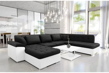 Dynir Soffa med Divan och Schäslong 4-sits - Vit/Svart - Products - Möbler - Soffa - Divansoffa & schäslongsoffa - 4 sits soffa med divan