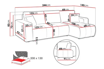 Flo Bäddsoffa med Divan 3-sits - Gul - Products - Möbler - Soffa - Divansoffa & schäslongsoffa - 3 sits soffa med divan