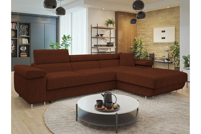 Gabina Soffa med Divan 3-sits - Brun - Products - Möbler - Soffa - Divansoffa & schäslongsoffa - 3 sits soffa med divan