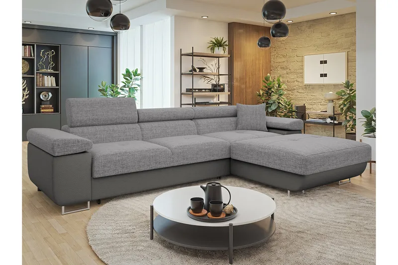 Gabina Soffa med Divan 3-sits - Grå - Products - Möbler - Soffa - Divansoffa & schäslongsoffa - 3 sits soffa med divan