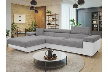 Gabina Soffa med Divan 3-sits - Grå/Vit - Products - Möbler - Soffa - Divansoffa & schäslongsoffa - 3 sits soffa med divan
