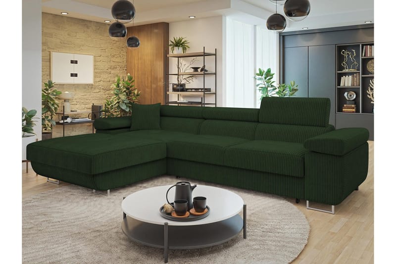 Gabina Soffa med Divan 3-sits - Grön - Products - Möbler - Soffa - Divansoffa & schäslongsoffa - 3 sits soffa med divan