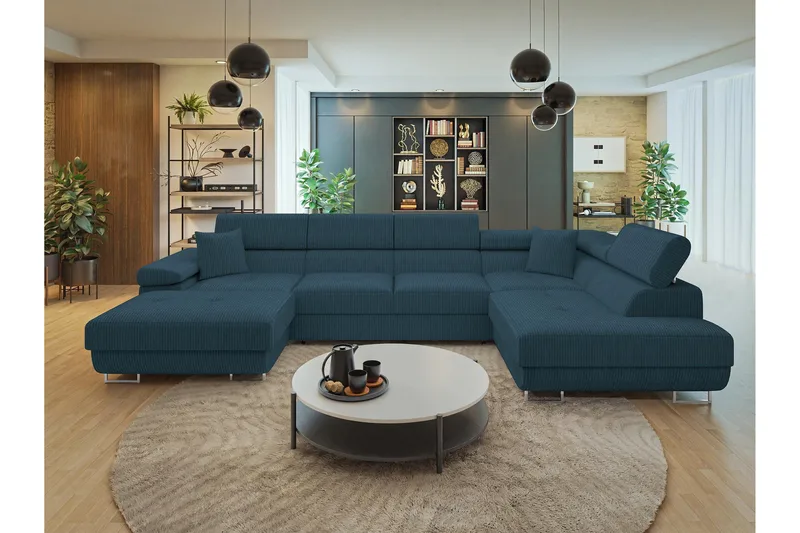 Gabina Soffa med Divan och Schäslong 4-sits - Blå - Products - Möbler - Soffa - Divansoffa & schäslongsoffa - 4 sits soffa med divan