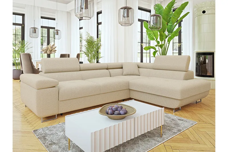 Gabina Soffa med Schäslong 3-sits - Beige - Products - Möbler - Soffa - Divansoffa & schäslongsoffa - 3 sits soffa med divan