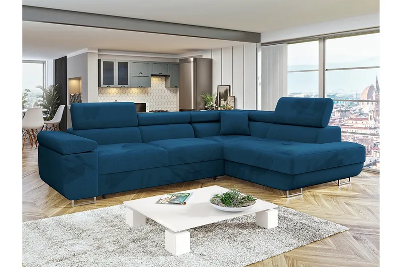 Gabina Soffa med Schäslong 3-sits - Blå - Products - Möbler - Soffa - Divansoffa & schäslongsoffa - 3 sits soffa med divan