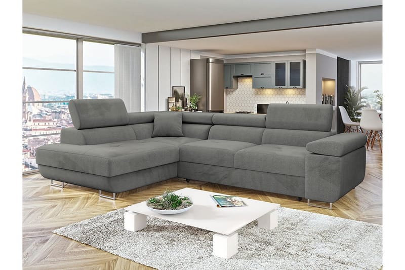 Gabina Soffa med Schäslong 3-sits - Grå - Products - Möbler - Soffa - Divansoffa & schäslongsoffa - 3 sits soffa med divan
