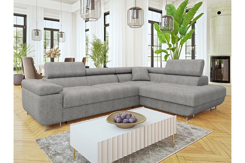 Gabina Soffa med Schäslong 3-sits - Grå - Products - Möbler - Soffa - Divansoffa & schäslongsoffa - 3 sits soffa med divan