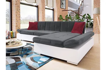 Kintore 3-sits Hörnsoffa Dark Grey/White - Products - Möbler - Soffa - Divansoffa & schäslongsoffa - 3 sits soffa med divan