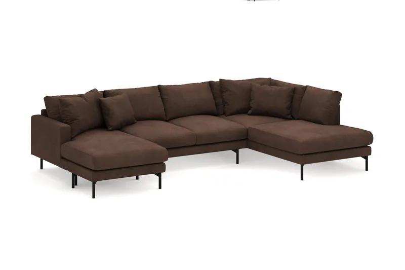 Menard 4-sits Högervänd Stor U-formad Djup Soffa med Divan och Schäslong i Manchester - Brun - Products - Möbler - Soffa - Divansoffa & schäslongsoffa - 4 sits soffa med divan