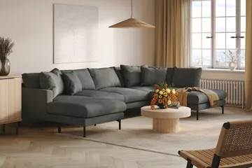 Menard 4-sits Högervänd Stor U-formad Djup Soffa med Divan och Schäslong i Manchester - Grå - Products - Möbler - Soffa - Divansoffa & schäslongsoffa - 4 sits soffa med divan