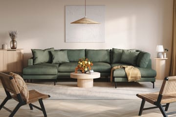 Menard 4-sits Högervänd Stor U-formad Djup Soffa med Divan och Schäslong i Manchester - Grön - Products - Möbler - Soffa - Divansoffa & schäslongsoffa - 4 sits soffa med divan