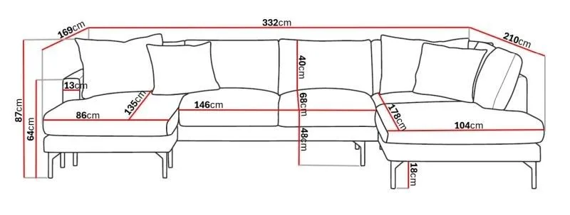 Menard 4-sits Högervänd Stor U-formad Djup Soffa med Divan och Schäslong i Manchester - Greige - Products - Möbler - Soffa - Divansoffa & schäslongsoffa - 4 sits soffa med divan