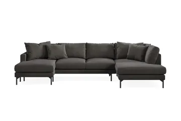 Menard 4-sits Högervänd Stor U-formad Djup Soffa med Divan och Schäslong i Manchester - Mörkgrå - Products - Möbler - Soffa - Divansoffa & schäslongsoffa - 4 sits soffa med divan