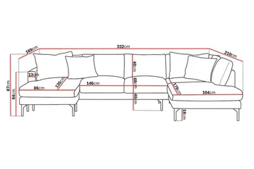 Menard 4-sits Högervänd Stor U-formad Djup Soffa med Divan och Schäslong i Manchester - Mörkgrön - Products - Möbler - Soffa - Divansoffa & schäslongsoffa - 4 sits soffa med divan