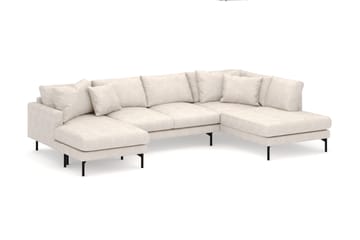 Menard 4-sits Högervänd Stor U-formad Djup Soffa med Divan och Schäslong i Tyg - Beige - Products - Möbler - Soffa - Divansoffa & schäslongsoffa - 4 sits soffa med divan