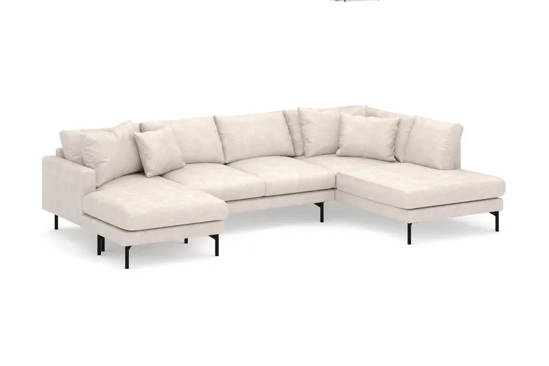 Menard 4-sits Högervänd Stor U-formad Djup Soffa med Divan och Schäslong i Tyg - Beige - Products - Möbler - Soffa - Divansoffa & schäslongsoffa - 4 sits soffa med divan