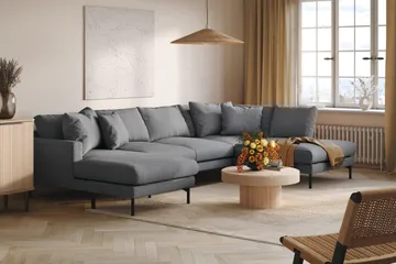 Menard 4-sits Högervänd Stor U-formad Djup Soffa med Divan och Schäslong i Tyg - Mörkgrå - Products - Möbler - Soffa - Divansoffa & schäslongsoffa - 4 sits soffa med divan