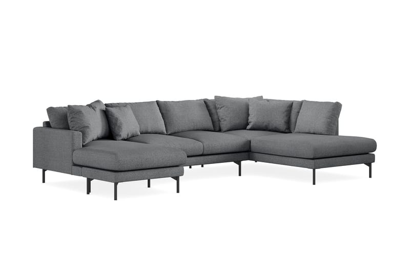 Menard 4-sits Högervänd Stor U-formad Djup Soffa med Divan och Schäslong i Tyg - Mörkgrå - Products - Möbler - Soffa - Divansoffa & schäslongsoffa - 4 sits soffa med divan
