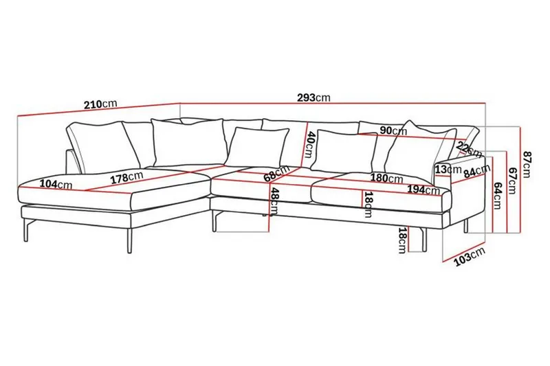 Menard 4-sits Vänstervänd L-formad Djup Schäslongsoffa i Manchester - Beige - Products - Möbler - Soffa - Divansoffa & schäslongsoffa - 4 sits soffa med divan
