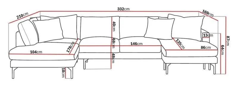 Menard 4-sits Vänstervänd Stor U-formad Djup Large Soffa med Divan och Schäslong i Manchester - Greige - Products - Möbler - Soffa - Divansoffa & schäslongsoffa - 4 sits soffa med divan