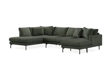 Menard 4-sits Vänstervänd Stor U-formad Djup Soffa med Divan och Schäslong i Manchester - Mörkgrön - Products - Möbler - Soffa - Divansoffa & schäslongsoffa - 4 sits soffa med divan