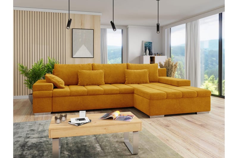 Naoma Soffa med Divan 3-sits - Gul - Products - Möbler - Soffa - Divansoffa & schäslongsoffa - 3 sits soffa med divan