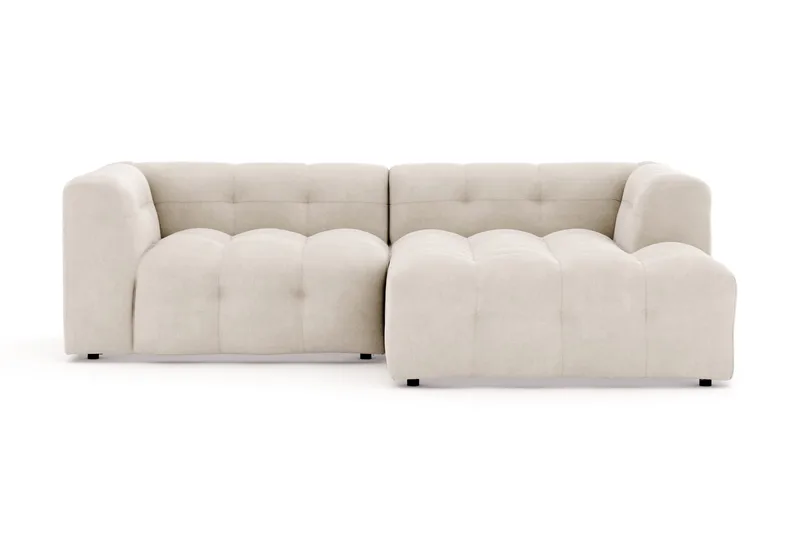 Puffy 3-sits bubblig soffa med divan höger, Beige