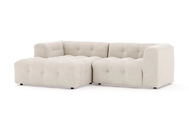 Puffy 3-sits bubblig soffa med divan vänster - Beige - Products - Möbler - Soffa - Bäddsoffa - Bäddsoffa divan