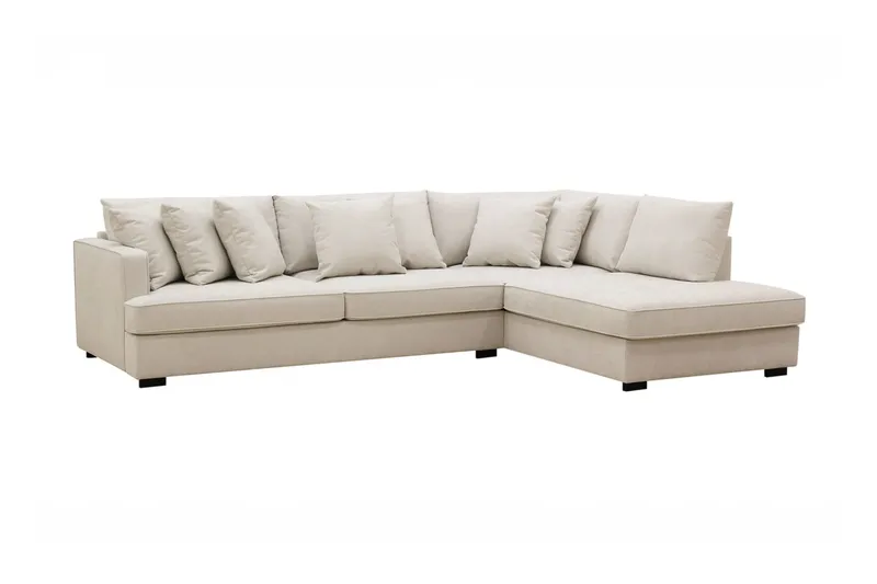 Rossita 4-sits Högervänd L-formad Djup Schäslongsoffa i Tyg - Beige - Products - Möbler - Soffa - Divansoffa & schäslongsoffa - 4 sits soffa med divan