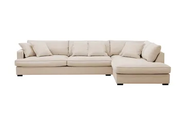 Rossita Lyx 4-sits Extra djup Soffa med Schäslong Höger - Beige Manchester - Products - Möbler - Soffa - Divansoffa & schäslongsoffa - 4 sits soffa med divan
