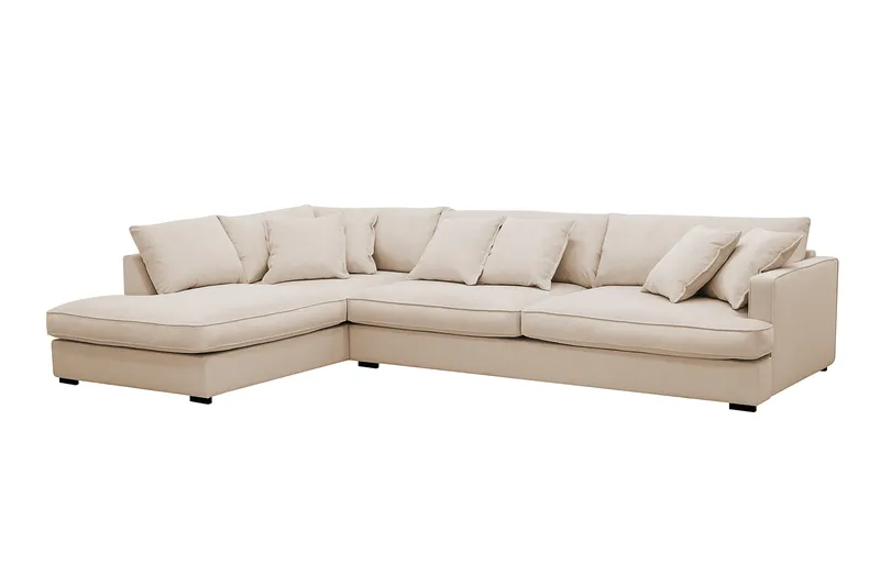 Rossita Lyx 4-sits Extra djup Soffa med Schäslong Vänster - Beige Manchester - Products - Möbler - Soffa - Divansoffa & schäslongsoffa - 4 sits soffa med divan