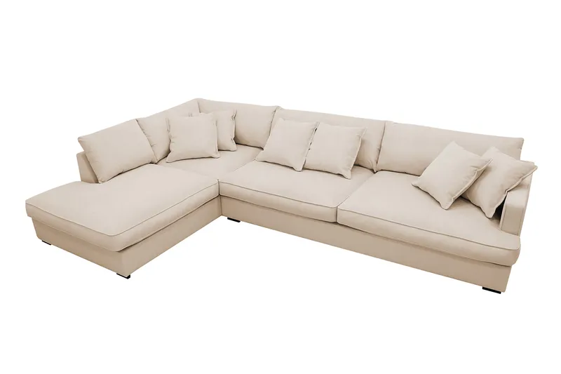 Rossita Lyx 4-sits Extra djup Soffa med Schäslong Vänster - Beige Manchester - Products - Möbler - Soffa - Divansoffa & schäslongsoffa - 4 sits soffa med divan