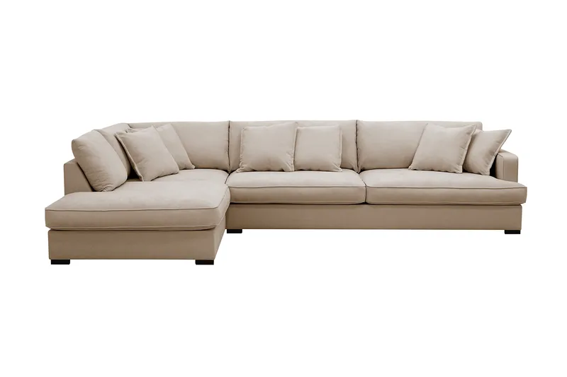 Rossita Lyx 4-sits Extra djup Soffa med Schäslong Vänster - Beige Tyg - Products - Möbler - Soffa - Divansoffa & schäslongsoffa - 4 sits soffa med divan