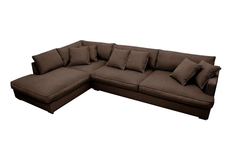 Rossita Lyx 4-sits Extra djup Soffa med Schäslong Vänster - Brun Manchester - Products - Möbler - Soffa - Divansoffa & schäslongsoffa - 4 sits soffa med divan