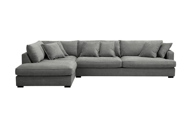 Rossita Lyx 4-sits Extra djup Soffa med Schäslong Vänster - Grå Chenille - Products - Möbler - Soffa - Divansoffa & schäslongsoffa - 4 sits soffa med divan