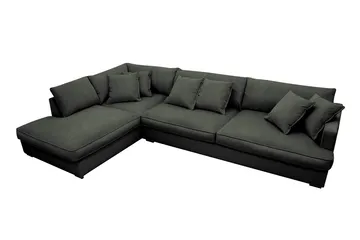 Rossita Lyx 4-sits Extra djup Soffa med Schäslong Vänster - Mörkgrön Manchester - Products - Möbler - Soffa - Divansoffa & schäslongsoffa - 4 sits soffa med divan